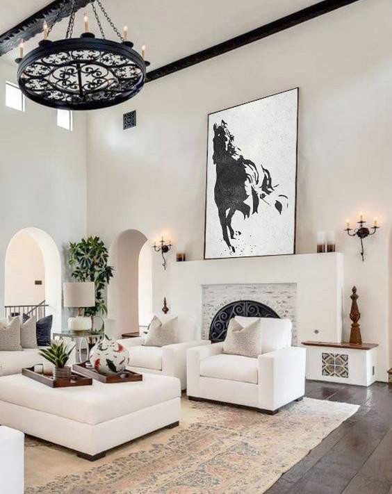 Pretty Abstract Paintings,Black And White Minimal Painting On Canvas - Contemporary Abstract Painting
